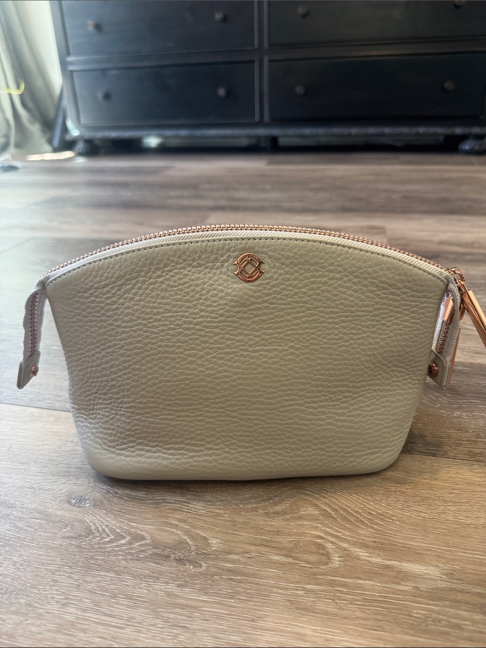 Dagne Dover Lola Large Cosmetic Pouch- Bone w/ Rose Gold Hardware